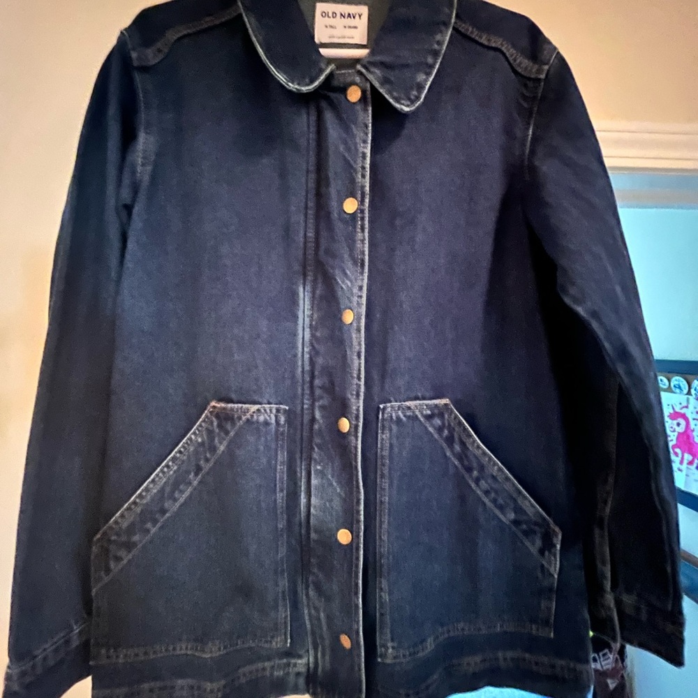 Old Navy Barn Jacket - Dark Blue Denim with Snap Front